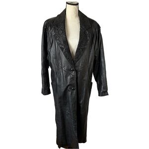 Vintage G-III Global Identity black leather trench coat
